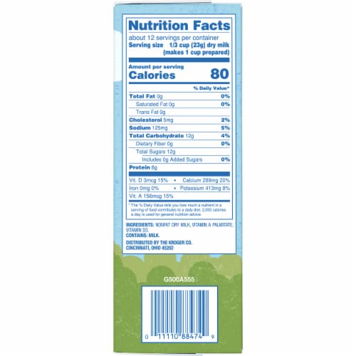 Kroger® Instant Non-Fat Dry Milk Pouches Perspective: right
