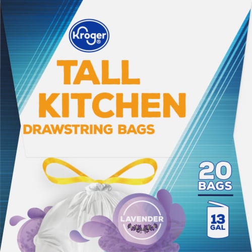 Glad Drawstring Bags, Gain Lavender Scent, Tall Kitchen, 13 Gallon 80 Ea, Household