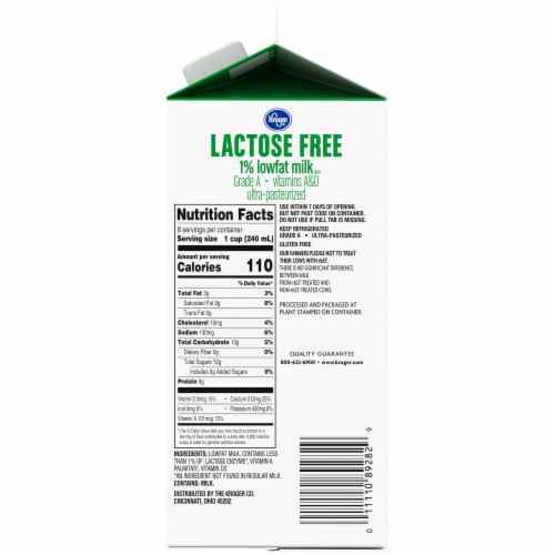Kroger® Lactose Free 1% Lowfat Milk Half Gallon Perspective: right