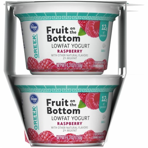 Kroger® Raspberry Fruit on the Bottom Greek Lowfat Yogurt Cups, 4 ct