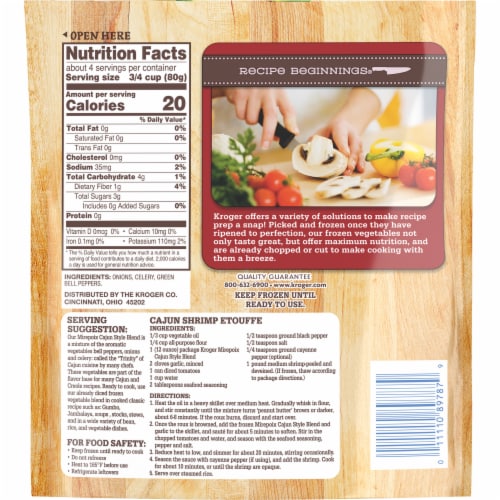 Kroger® Recipe Beginnings® Frozen Mirepoix Blend Cajun Style Onions Celery & Green Peppers Perspective: right