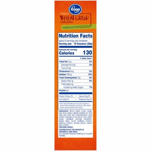 Kroger® Reduced Fat Baked Wheat Crisp Crackers Perspective: right