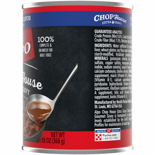 ALPO Chop House T-Bone Steak Flavor in Gourmet Gravy Wet Dog Food Perspective: right