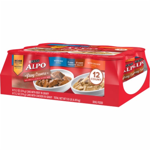ALPO Gravy Cravers with Beef & Chicken Gravy Adult Wet Dog Food Variety Pack 12 Count Perspective: right