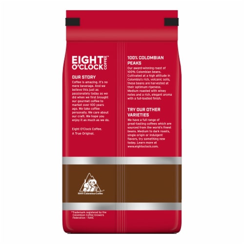 Eight O'Clock Coffee Medium Roast Whole Bean 100% Colombian Peaks Coffee 20 oz Perspective: right