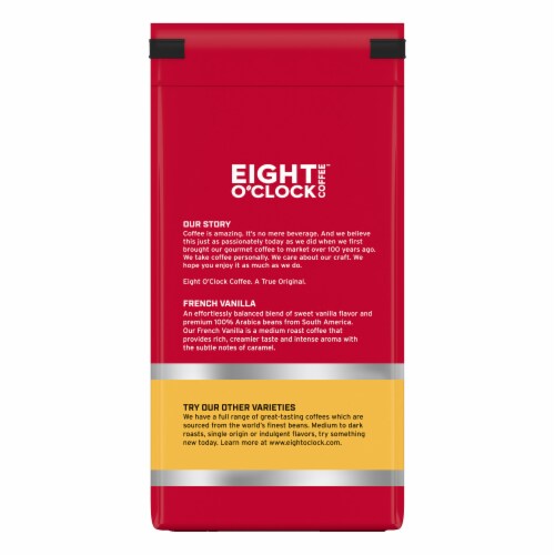 Eight O'Clock Coffee Medium Roast Whole Bean 100% Arabica French Vanilla Coffee 11 oz Perspective: right