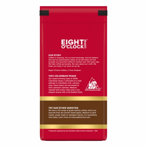 Eight O'Clock Coffee Ground Medium Roast 100% Colombian Peaks Coffee 11 oz Perspective: right