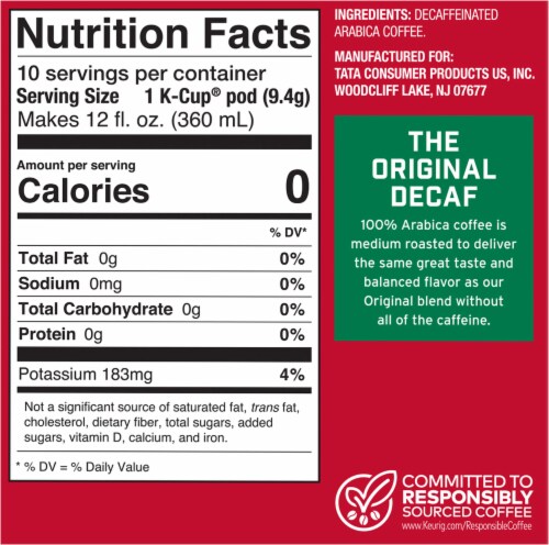 Eight O'Clock Coffee Decaffeinated Medium Roast The Original Decaf Coffee 10 - 0.33 oz K-Cup Pods Perspective: right