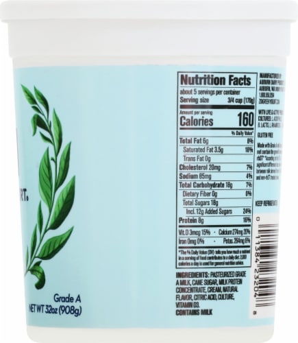 Zoi Vanilla Whole Milk Greek Yogurt Tub Perspective: right