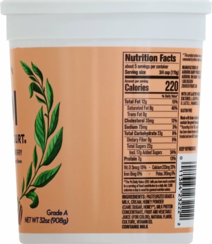 Zoi Honey Strawberry Whole Milk Greek Yogurt® Tub Perspective: right