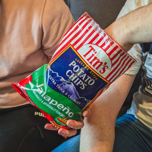 Tim's Extra Thick & Crunchy Jalapeno Cascade Style Potato Chips Perspective: right