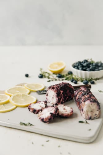 Vermont Creamery® Blueberry Lemon & Thyme Goat Cheese Log Perspective: right
