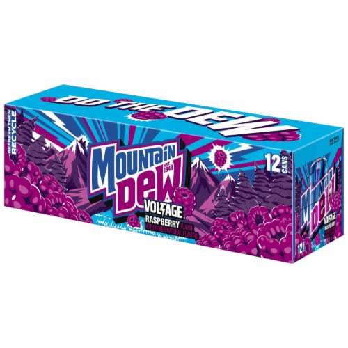Mountain Dew® Voltage Raspberry Citrus & Ginseng Soda Cans Perspective: right