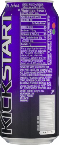 Mountain Dew® Kickstart Midnight Grape Energy Drink Can Perspective: right