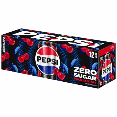 Pepsi Cola® Wild Cherry Zero Sugar Soda Cans Perspective: right