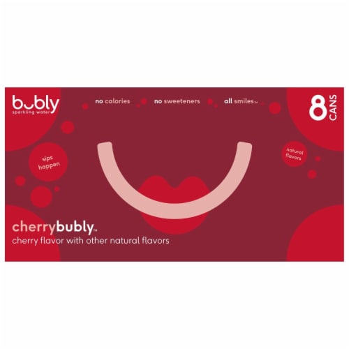 Bubly™ Cherry Flavored Sparkling Water Cans Perspective: right