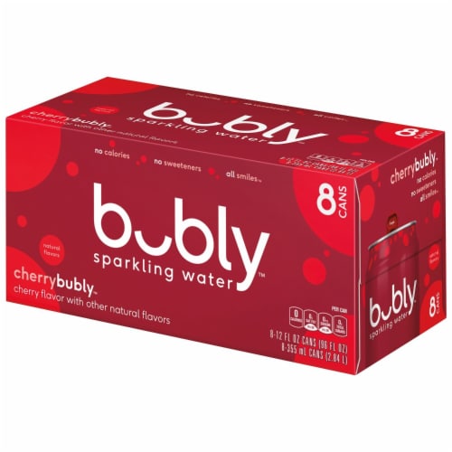 Bubly™ Cherry Flavored Sparkling Water Cans Perspective: right