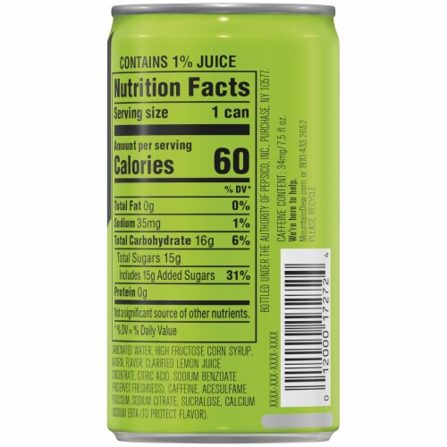 Mountain Dew Lemon Lime Soda Can Perspective: right