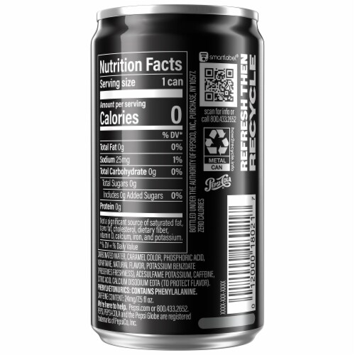 Pepsi Zero Sugar Soda Cola Mini Cans Perspective: right