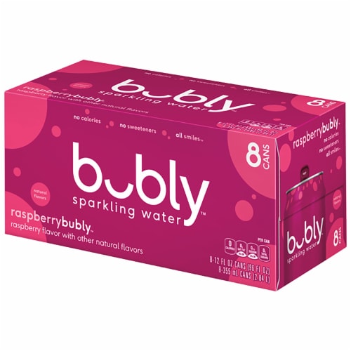 Bubly™ Raspberry Flavored Sparkling Water Cans Perspective: right