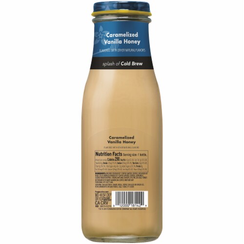 Starbucks Frappuccino Carmelized Vanilla Honey with Cold Brew Iced Coffee Drink Perspective: right