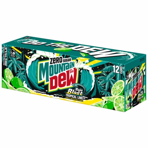 Mountain Dew® Baja Blast Zero Sugar Soda Cans Perspective: right