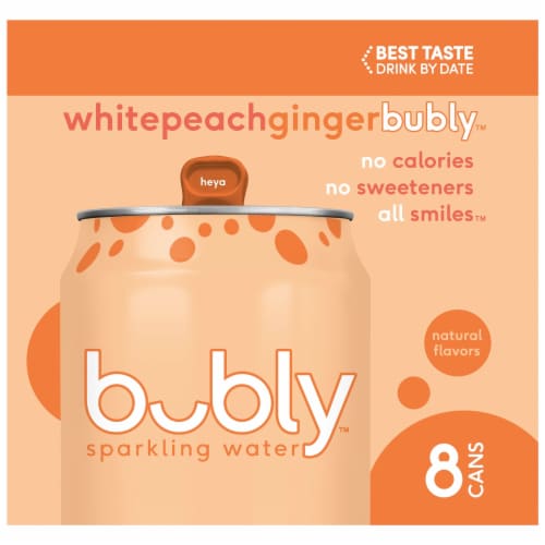 Bubly™ White Peach Ginger Flavored Sparkling Water Cans Perspective: right