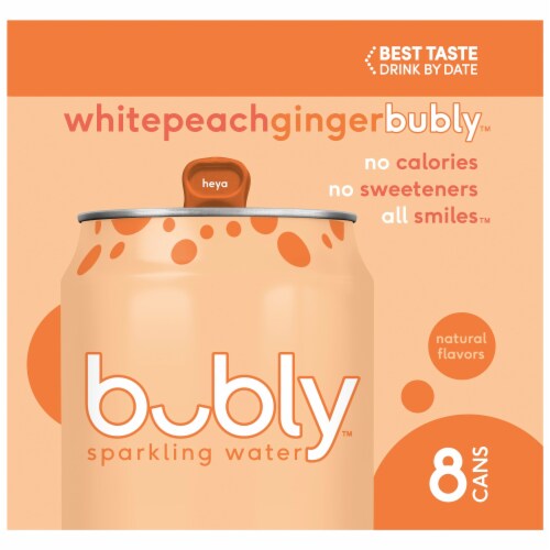 Bubly™ White Peach Ginger Flavored Sparkling Water Cans Perspective: right