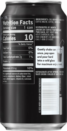 Starbucks® Premium Unsweetened Black Nitro Cold Brew Iced Coffee Can Perspective: right