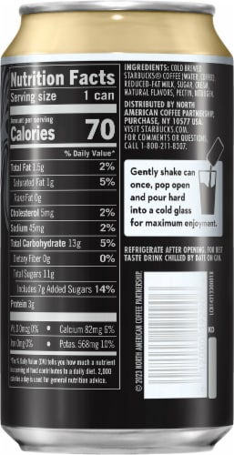 Starbucks® Premium Vanilla Sweet Cream Nitro Cold Brew Iced Coffee Can Perspective: right