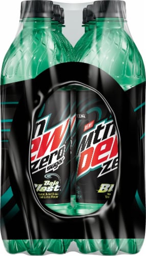 Mountain Dew Zero Sugar Baja Blast Tropical Lime Flavor Soft Drink 6 Count Perspective: right