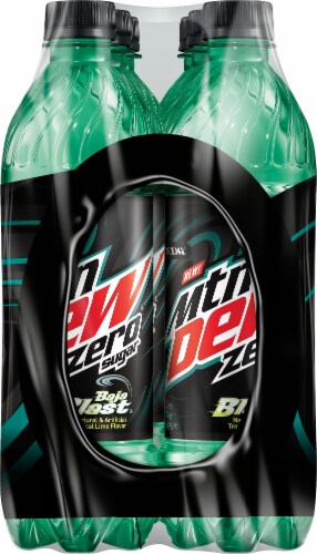 Mountain Dew Zero Sugar Baja Blast Tropical Lime Flavor Soft Drink 6 Count Perspective: right