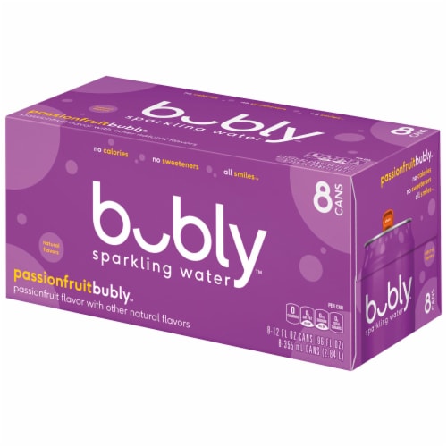 Bubly™ Passionfruit Flavored Sparkling Water Cans Perspective: right