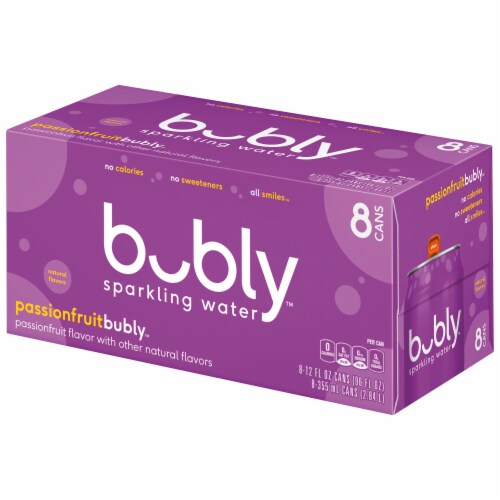 Bubly™ Passionfruit Flavored Sparkling Water Cans Perspective: right