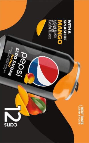 Pepsi Mango Zero Sugar Soda Cans Perspective: right