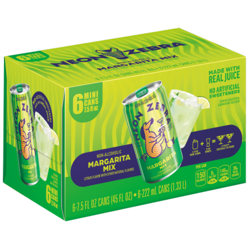 Neon Zebra™ Citrus Flavor Non-Alcoholic Margarita Mix Cans Perspective: right