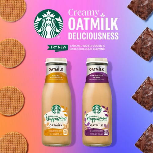 Starbucks® Frappuccino® Oatmilk Caramel Waffle Cookie Iced Coffee Bottle Perspective: right