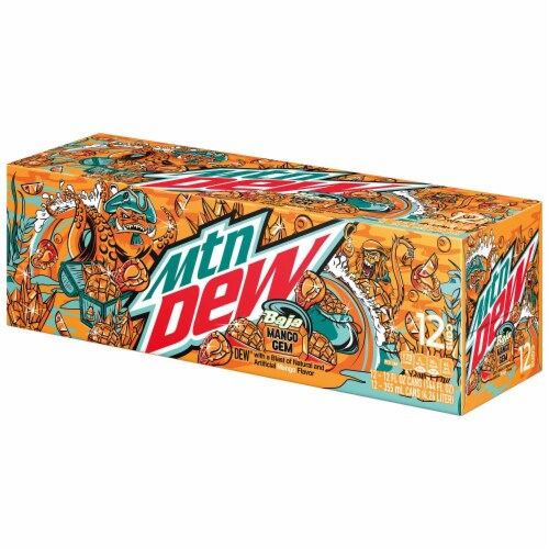 Mountain Dew Baja Mango Gem Soda Cans Perspective: right