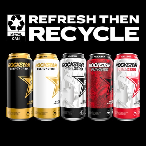 Rockstar® Punched Strawberry Peach Energy Drink Perspective: right