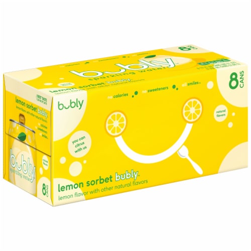 Bubly™ Lemon Sorbet Flavored Sparkling Water Cans Perspective: right