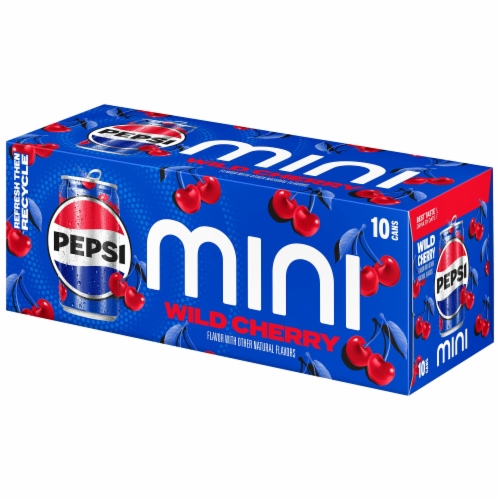 Pepsi Wild Cherry Cola Soda Pop Mini Cans Perspective: right