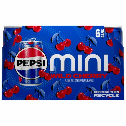 Pepsi Wild Cherry Cola Soda Pop Mini Cans Perspective: right