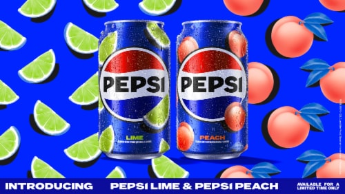 Pepsi® Peach Soda Cans Perspective: right
