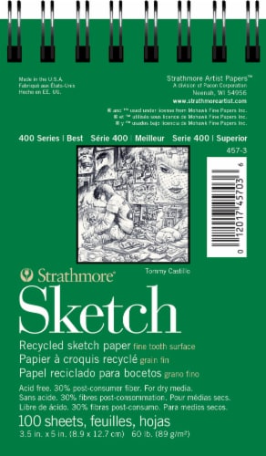 Strathmore 400 Series Pocket Recycled Sketch Paper Pad - 24 Sheet - White Perspective: right
