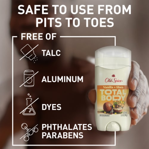 Old Spice GentleMan's Blend Aluminum Free Total Body Deodorant Vanilla + Shea Perspective: right