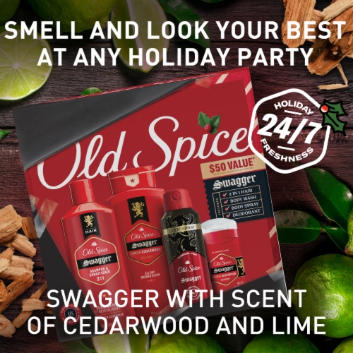 Old Spice Holiday Gift Set for Men, Swagger, Body Wash, AF Deo, Body Spray, & 2n1 Shampoo, 4-Pack Perspective: right