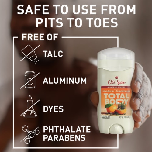 Old Spice Whole Body Deodorant Aluminum Free Stick Mandarin + Sandalwood Perspective: right