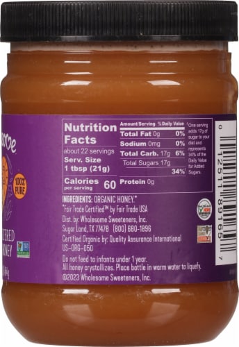Wholesome™ Sweeteners Organic Raw Unfiltered Honey Perspective: right