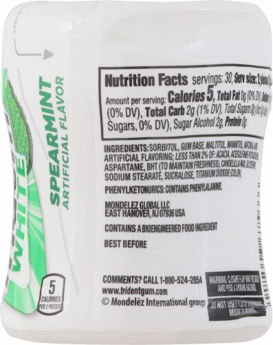 Trident White Sugar-Free Spearmint Gum Perspective: right