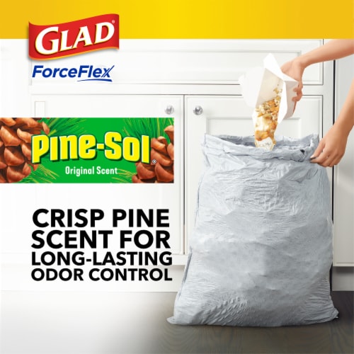 Glad ForceFlex Pine-Sol Original Scent Tall Kitchen Drawstring Trash Bags Perspective: right